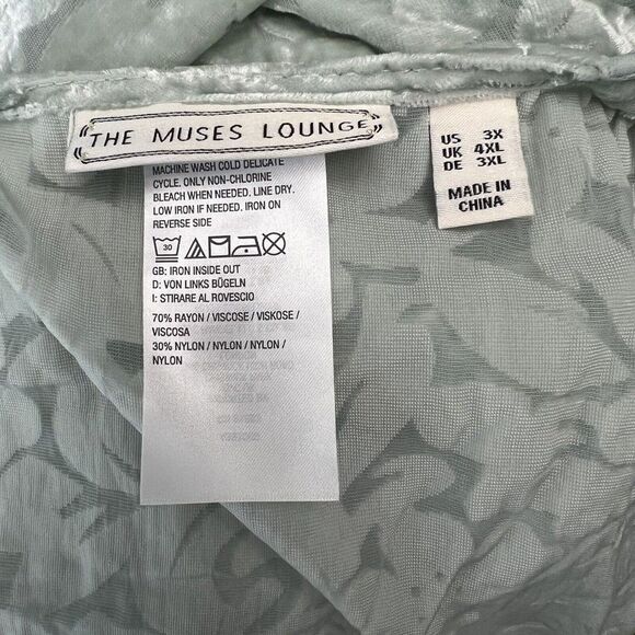 The Muses Closet Women Cardigan 3X Velvet Burnout Plus Floral Green Sage A391060 - Picture 5 of 6